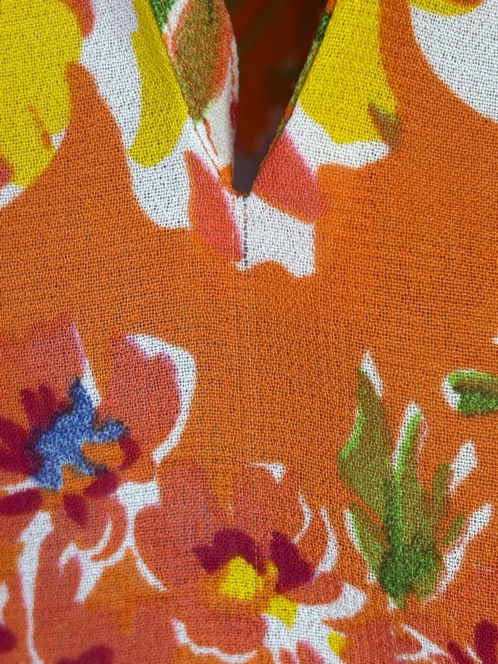 CHAPS Women’s Large Orange Floral Print Blouse Tie‎ Neck Woven Fabric Small Flaw - Picture 5 of 16